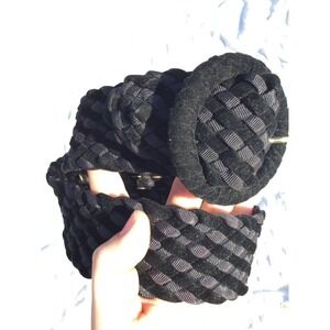 Vintage womens braided fashion belt medium M medium width dress black 80s gothic